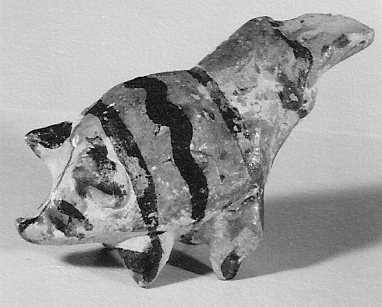 Painted Pottery Pig Figurine
