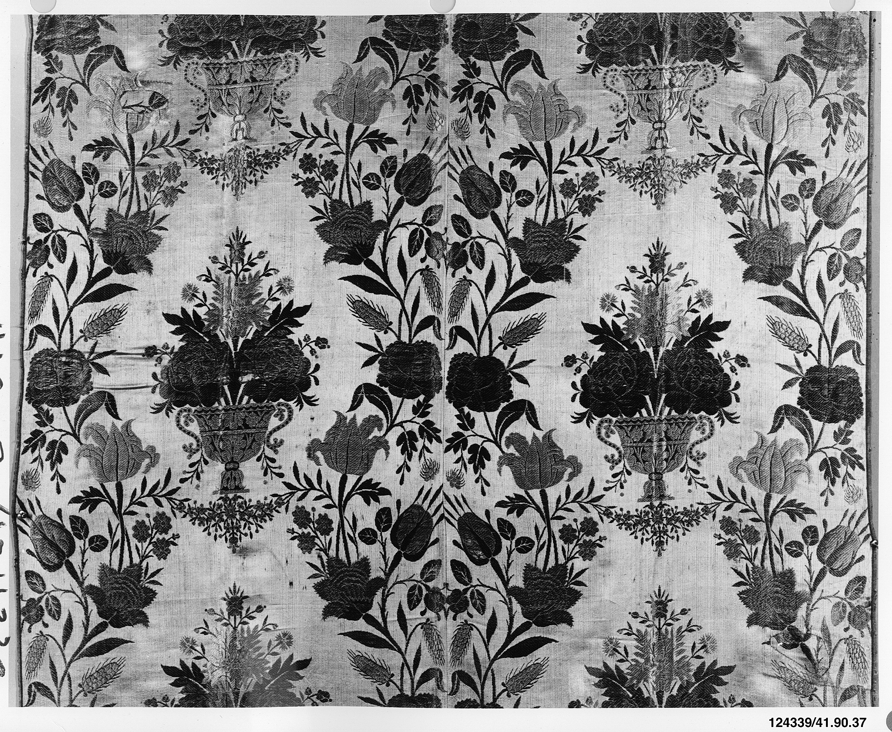 Antique Floral Vase Woven Textile