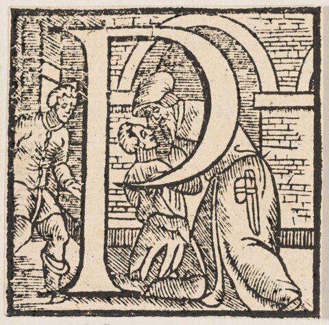 Decorated Initial G Woodcut