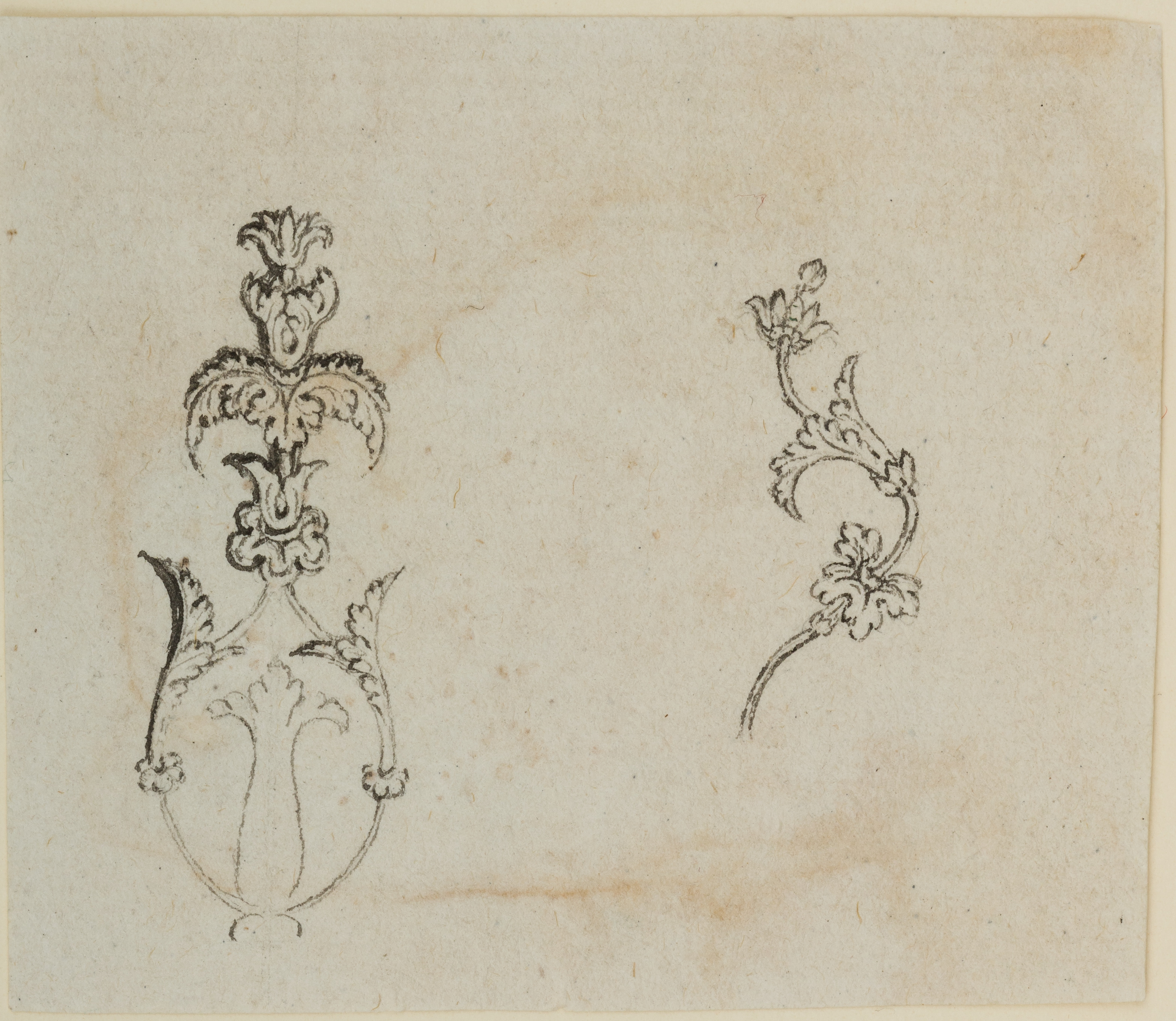 Two Ornamental Floral Design Sketches