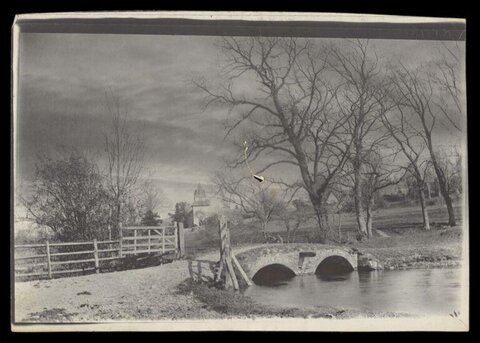 Vintage Countryside River Bridge Landscape