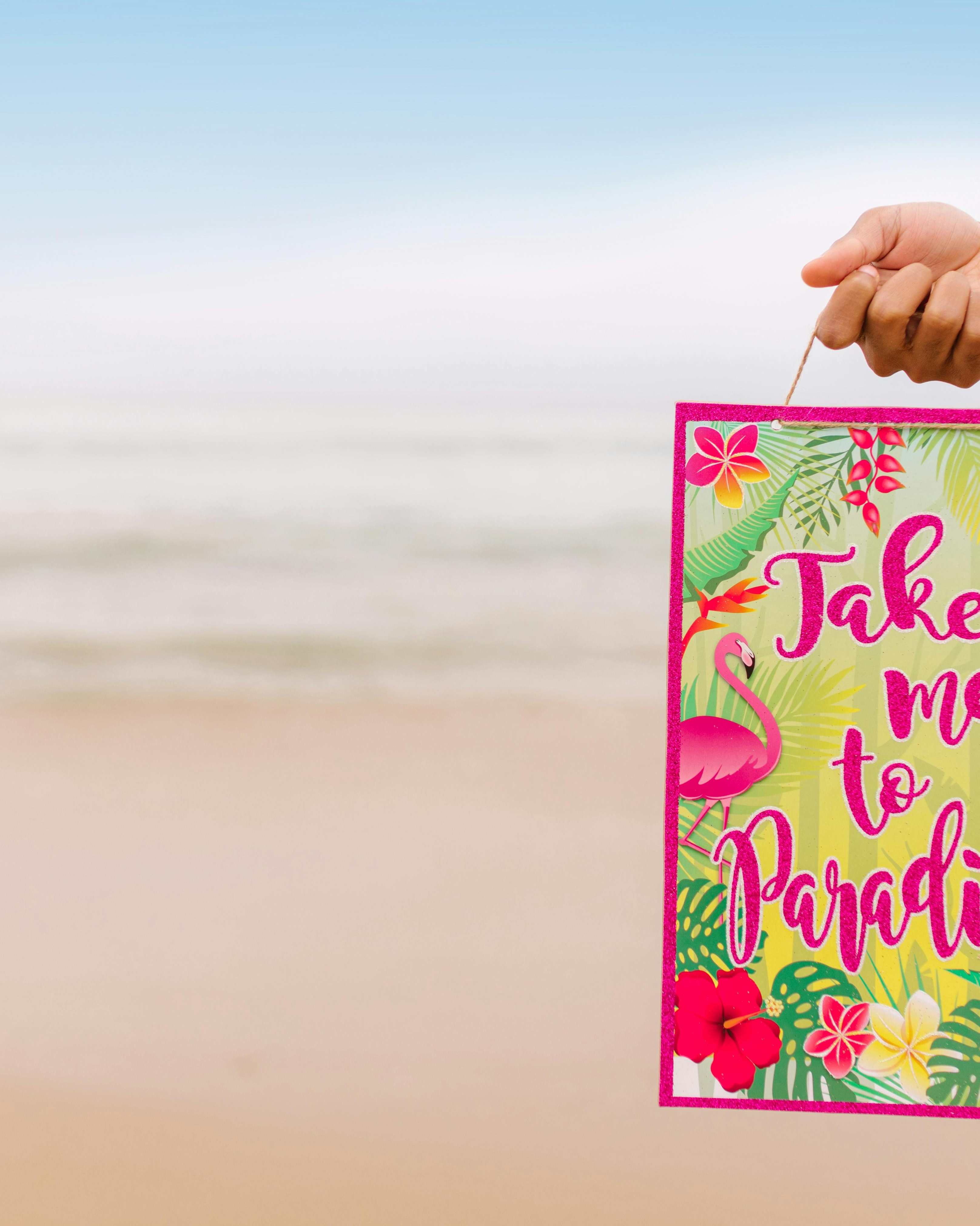 Tropical Paradise Sign at Beach