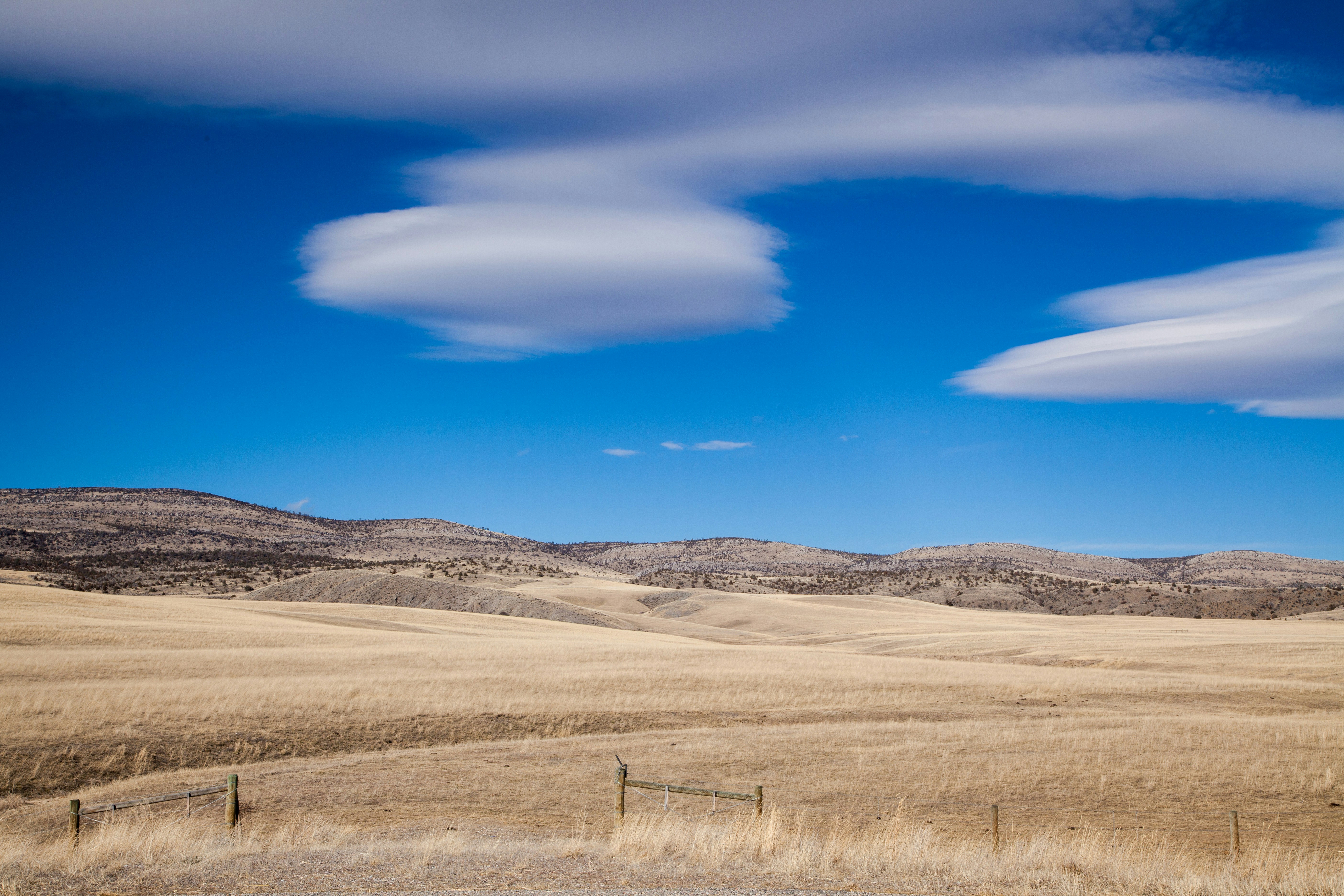 Dry Prairie Landscape with Lenticular Clouds