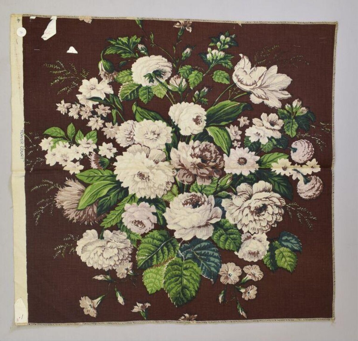 Vintage Brown Floral Textile Sample