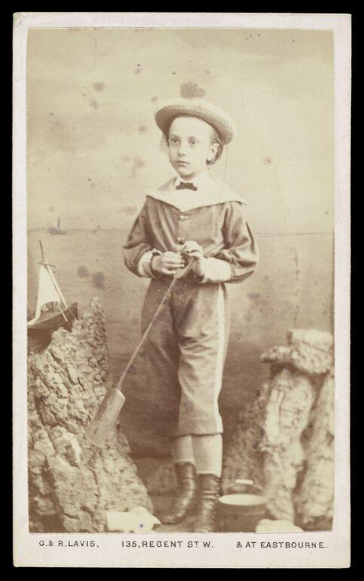 19th Century Boy with Toy Boat Portrait