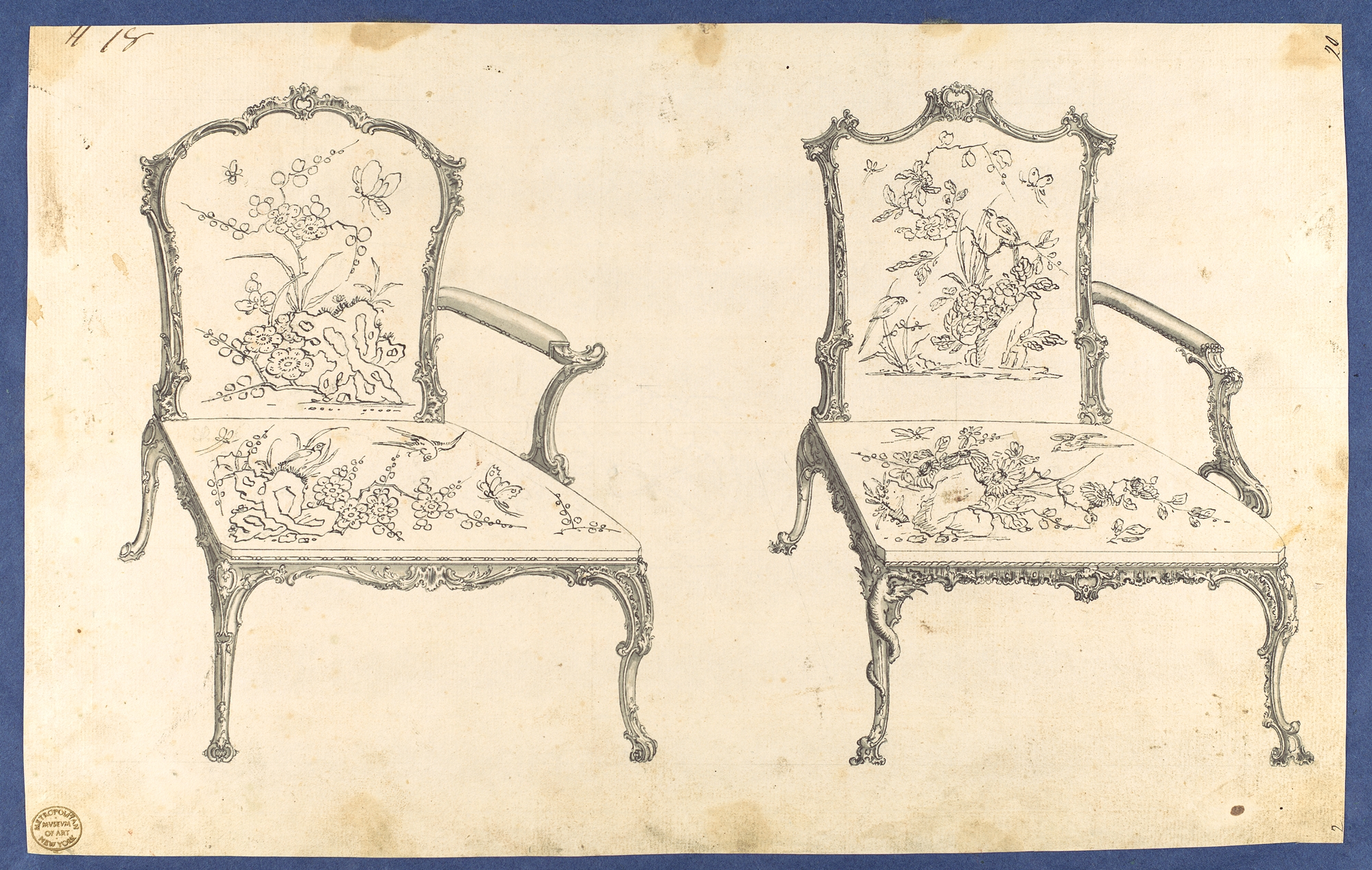 Two Rococo Armchair Design Sketches