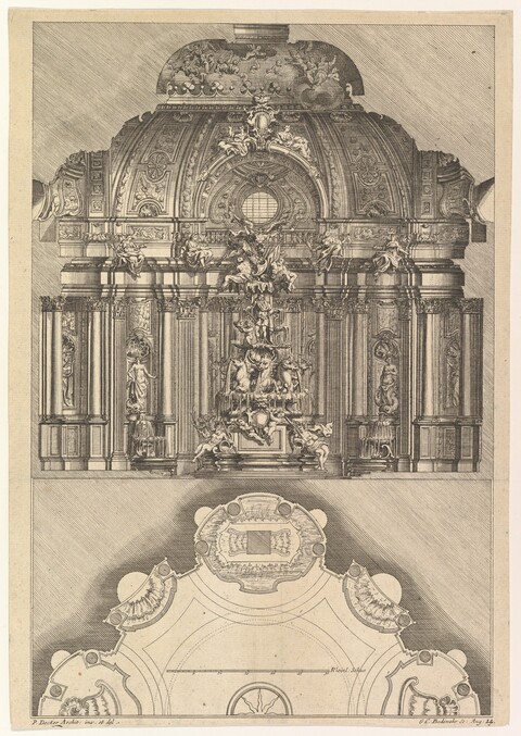 Baroque Fountain Design Engraving