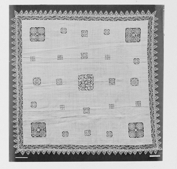 Antique Embroidered Lace Tablecloth