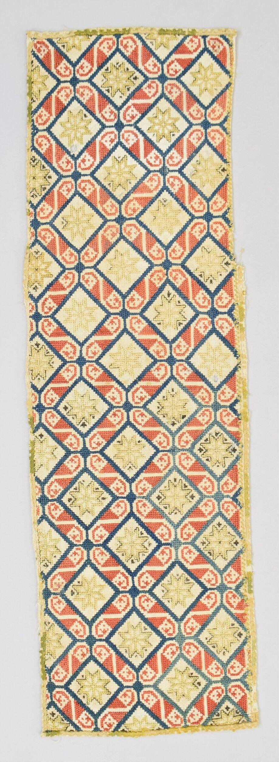 Geometric Embroidered Textile Fragment