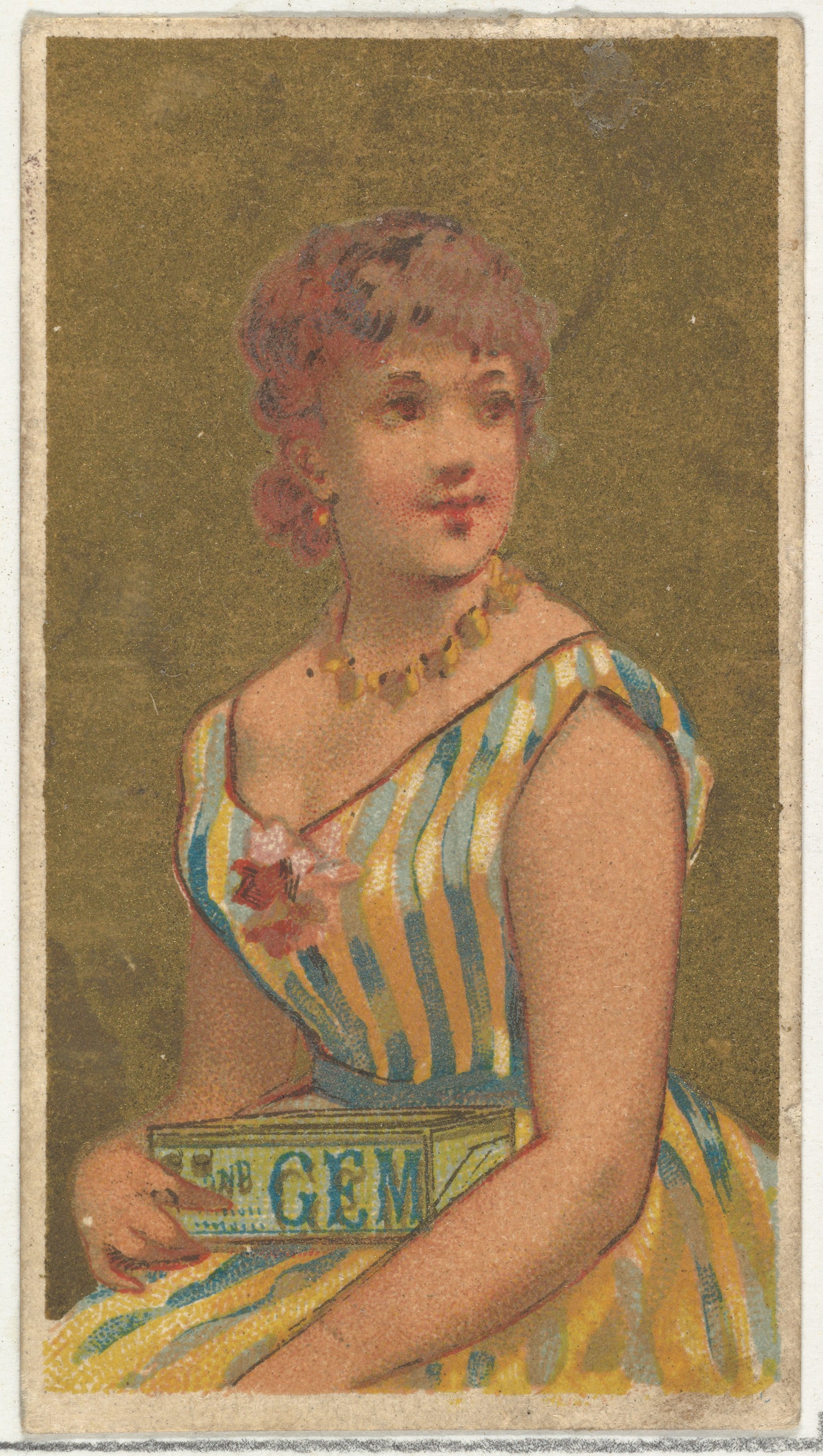 Vintage Woman with GEM Box Ad Card