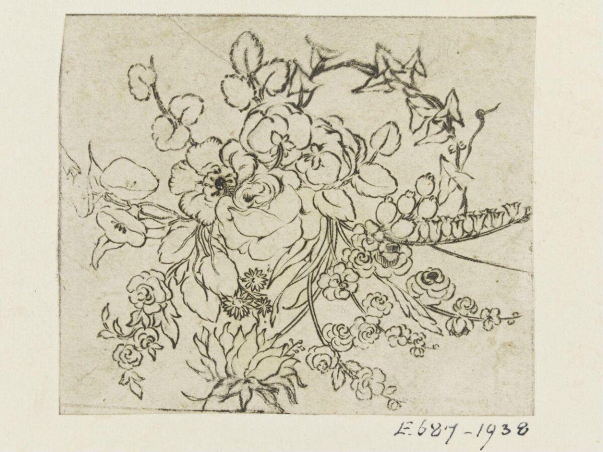 Ink Sketch of Flower Bouquet