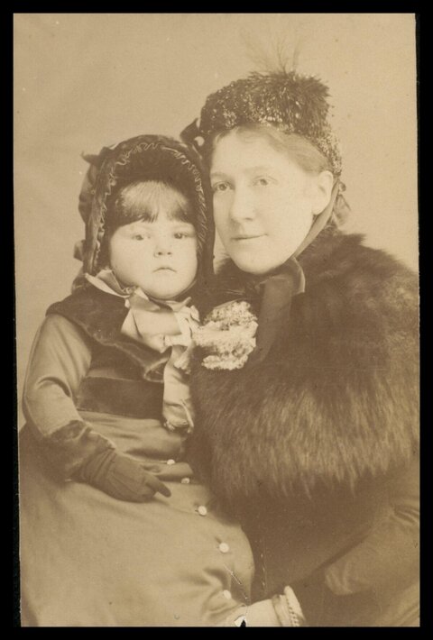 Vintage Portrait of Woman and Child