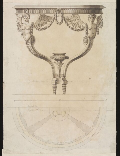 Ornate Console Table Design Drawing