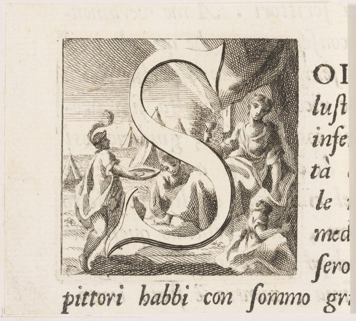 Engraved Decorated Initial Letter S