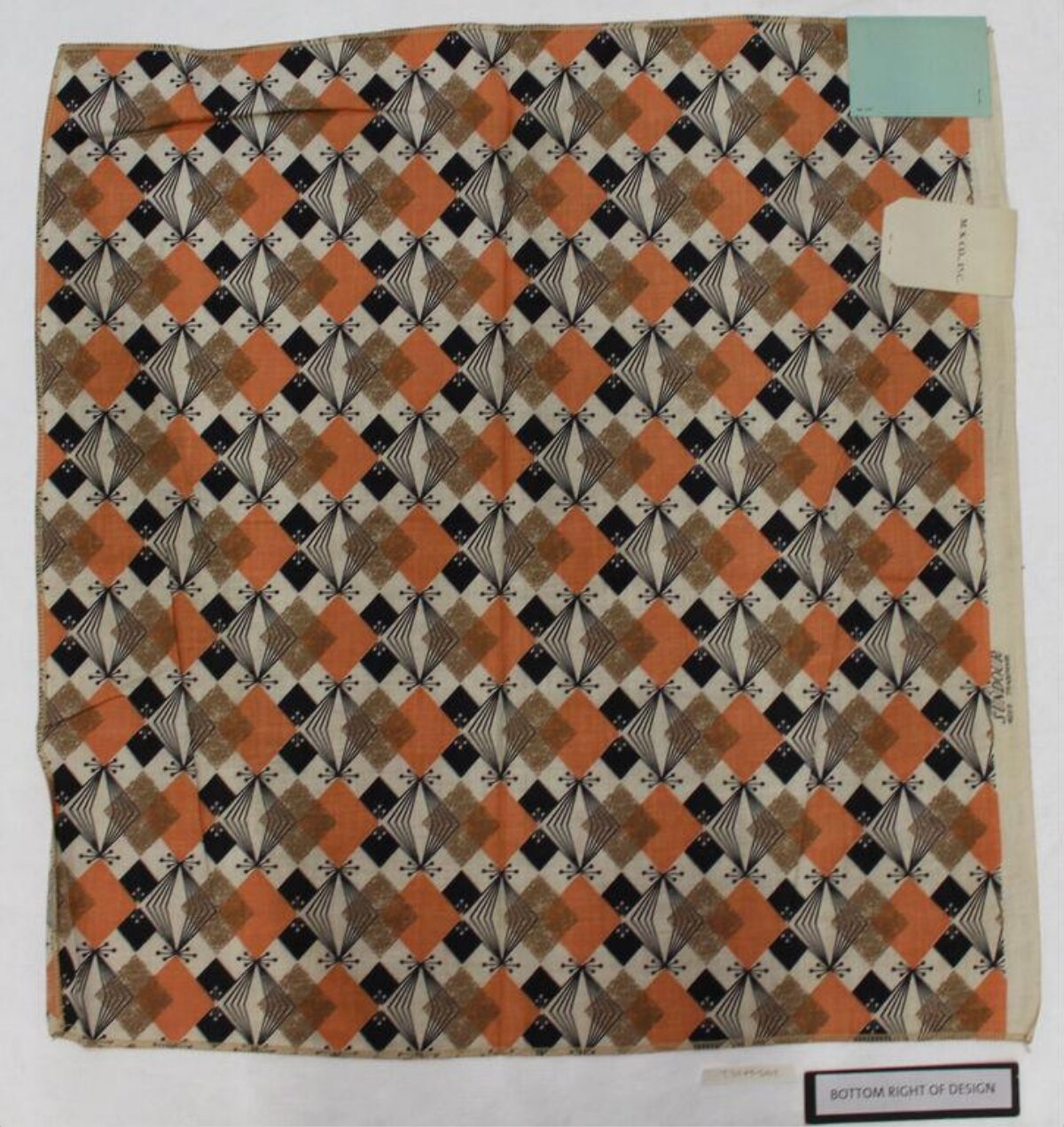 Vintage Geometric Check Fabric Sample