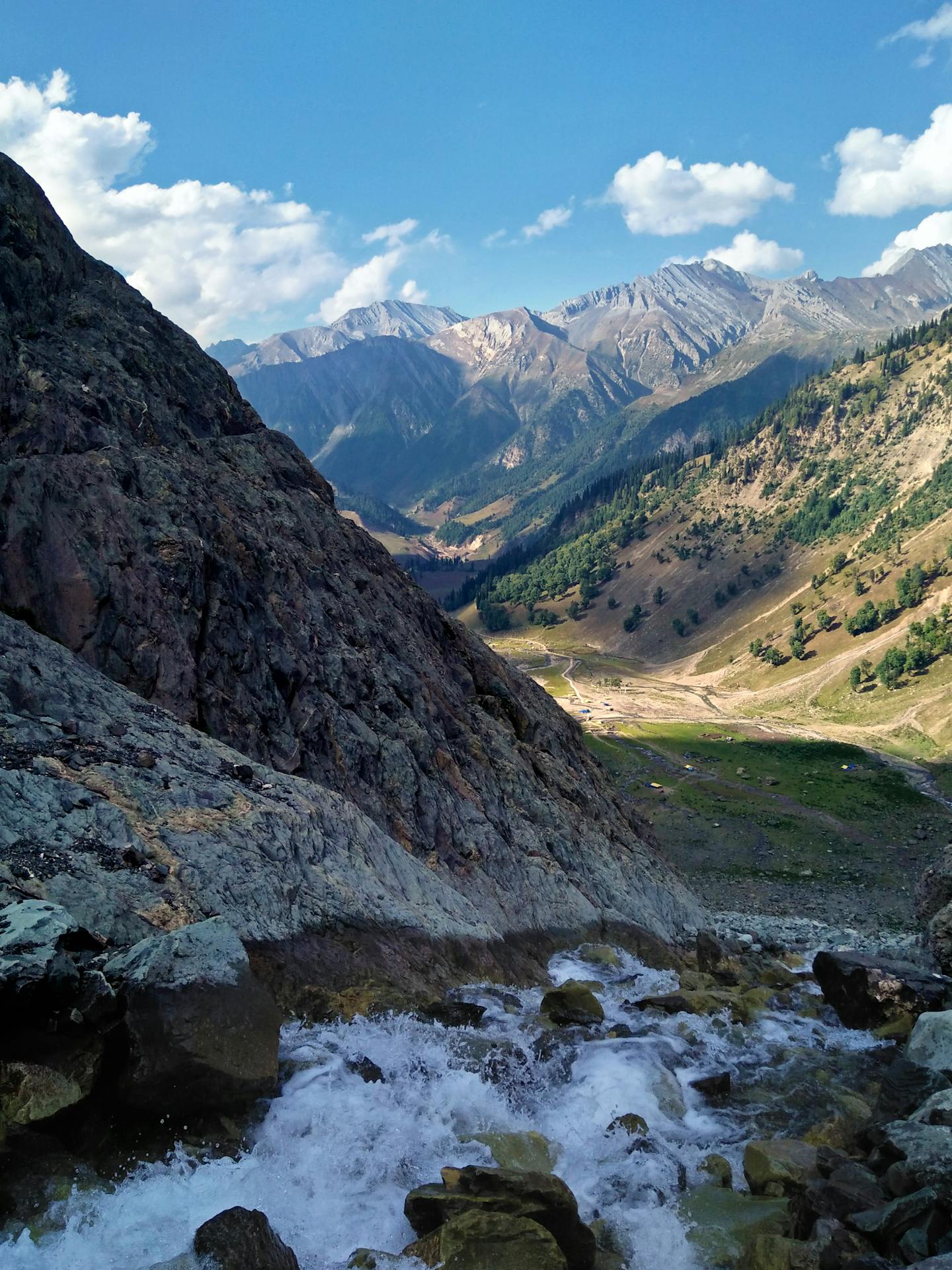 Rushing Stream in Mountain Valley