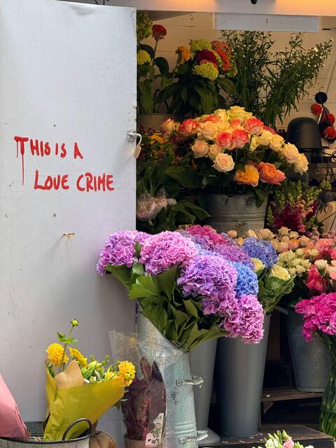 Flower Shop Stall With Love Crime Text