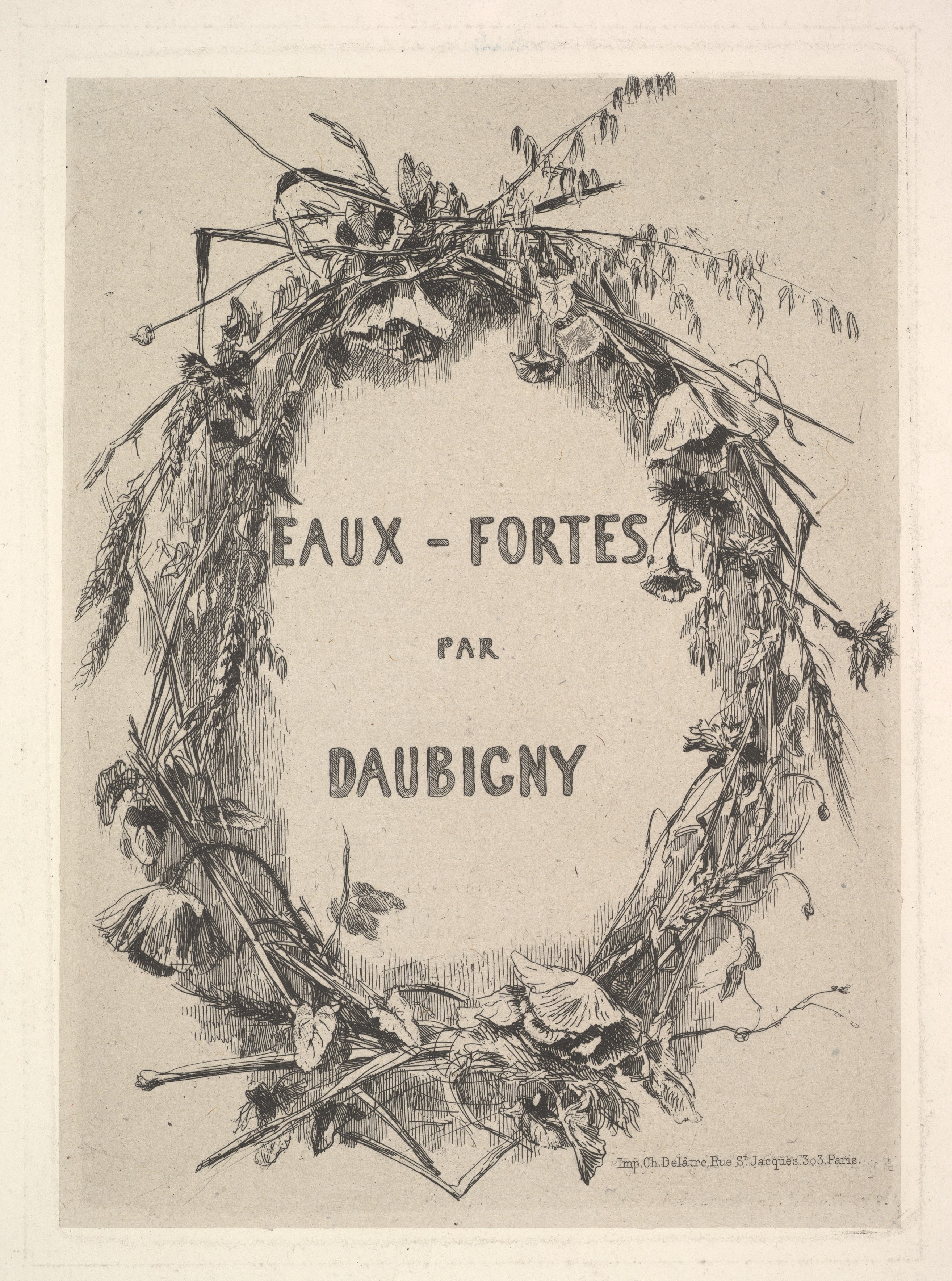 Daubigny Drypoint Etching Title Page