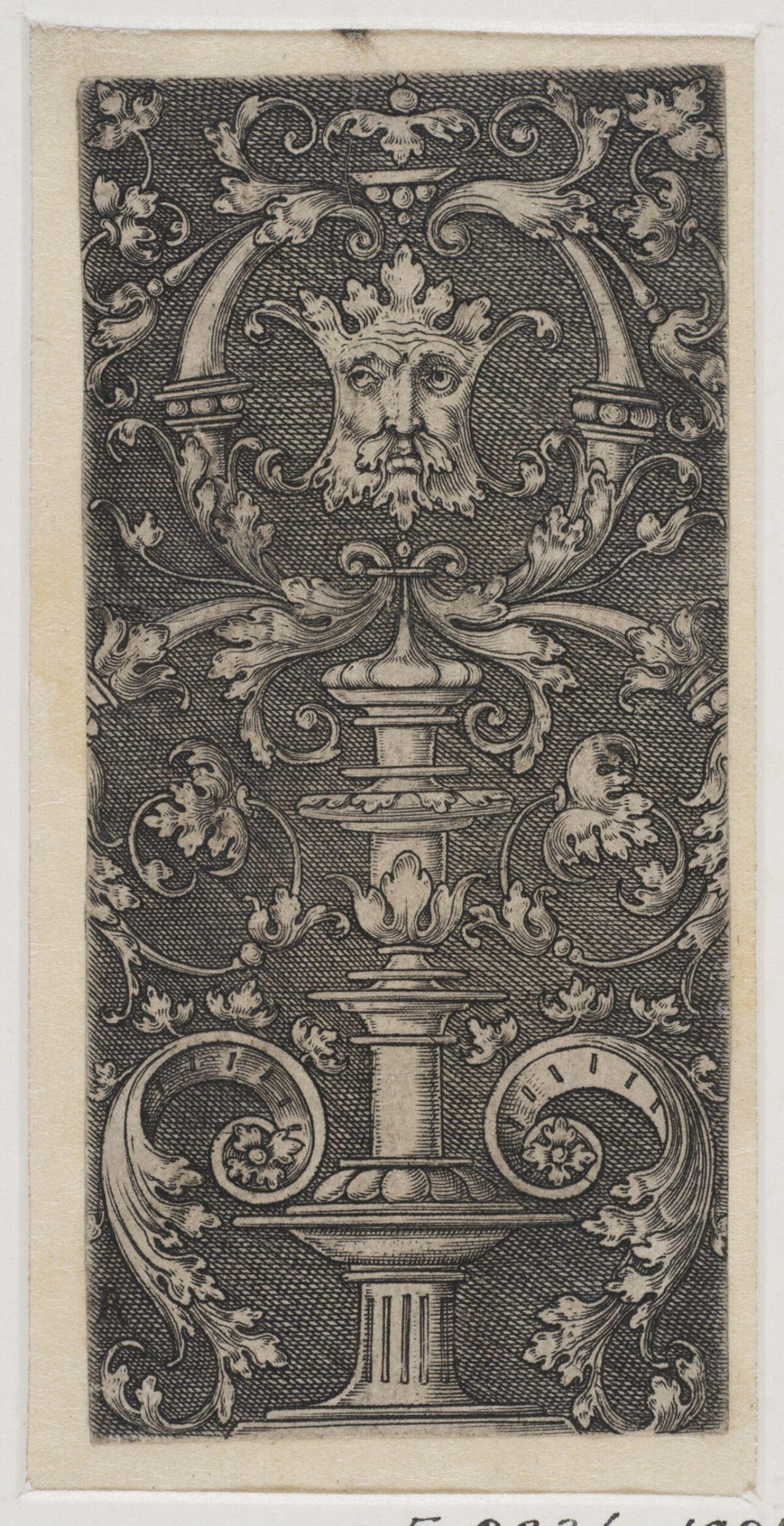 Ornate Grotesque Mask Engraving