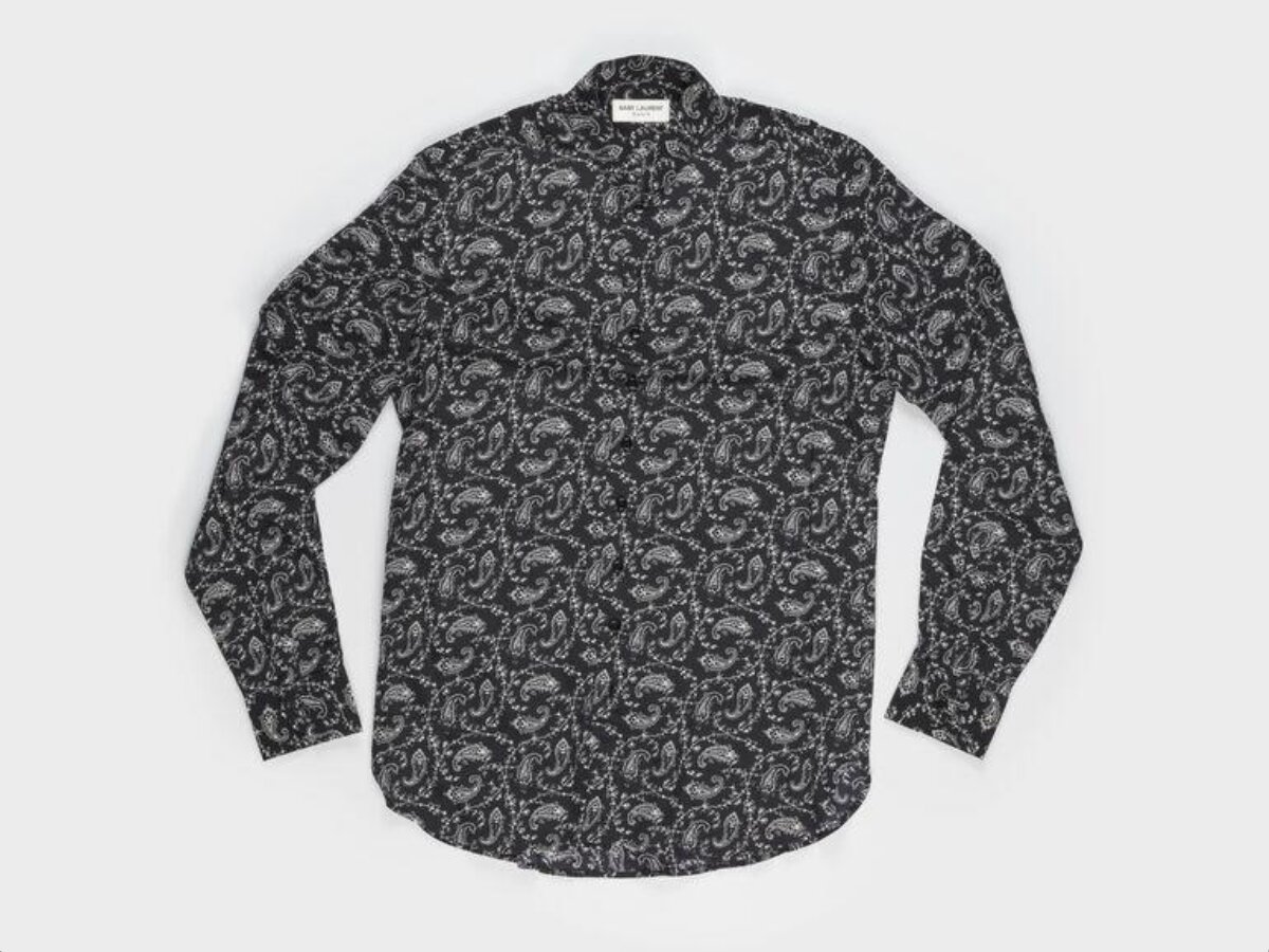 Black Paisley Print Long Sleeve Shirt