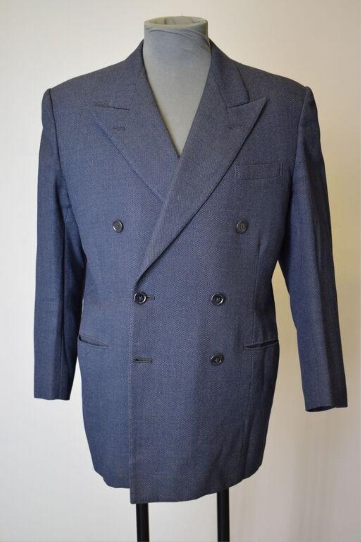Blue Double-breasted Suit Jacket