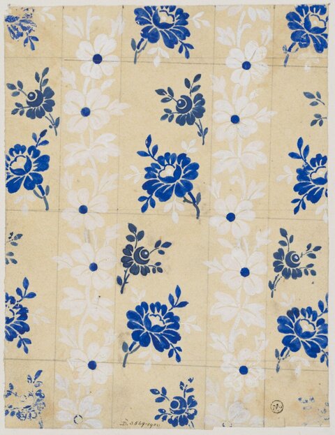 Vintage Blue White Floral Pattern