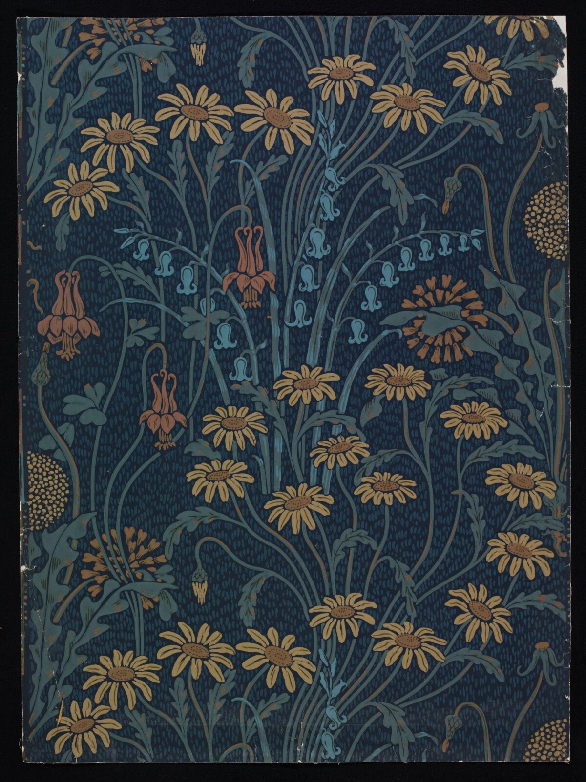 Vintage Dark Blue Floral Pattern