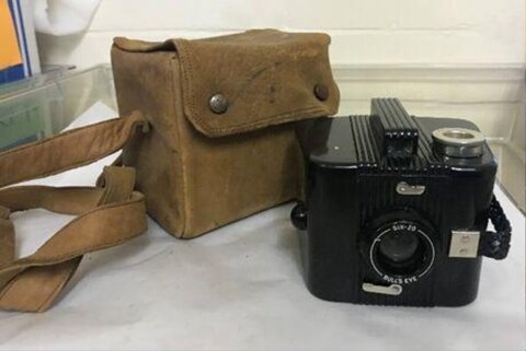 Vintage Box Camera With Leather Case
