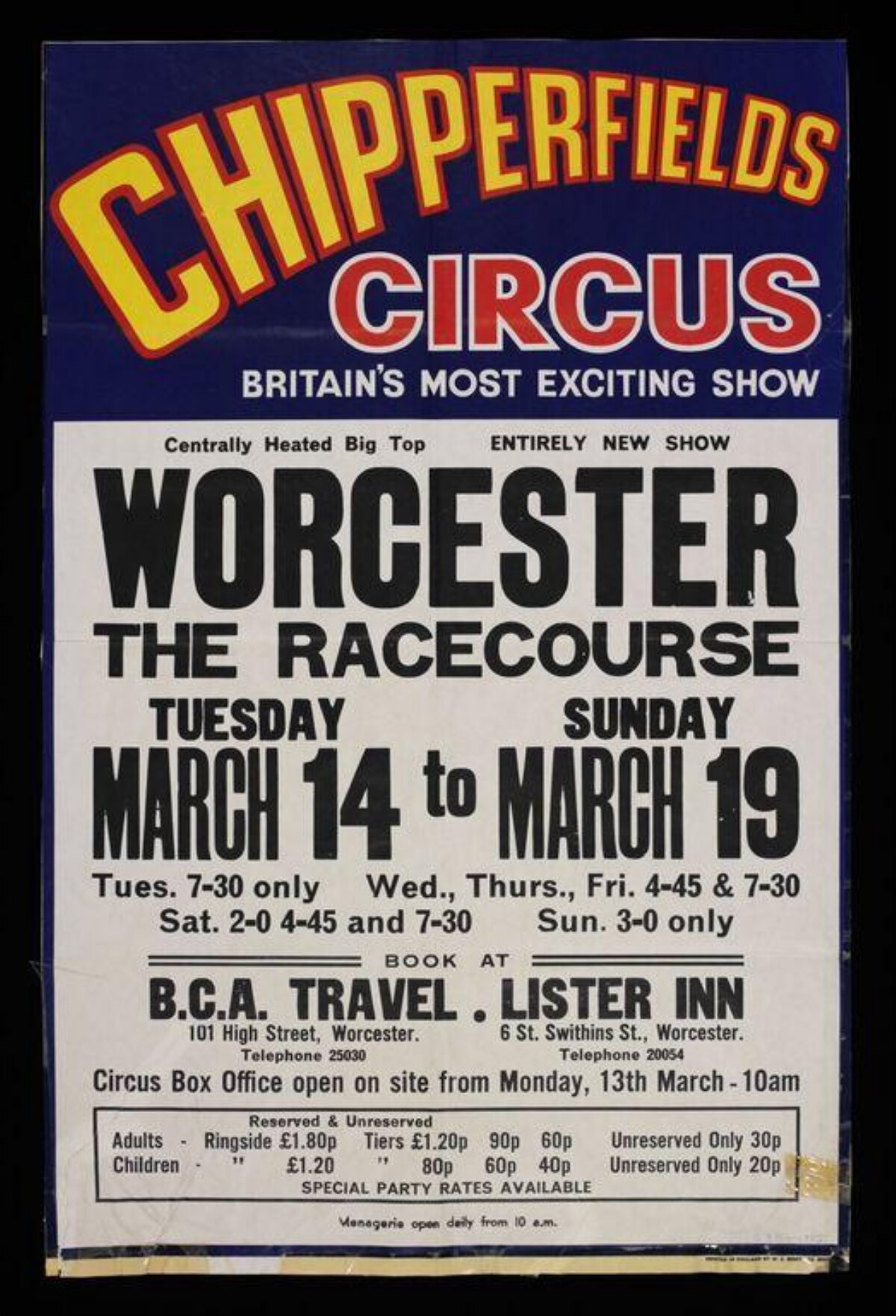 Vintage Chipperfields Circus Show Poster