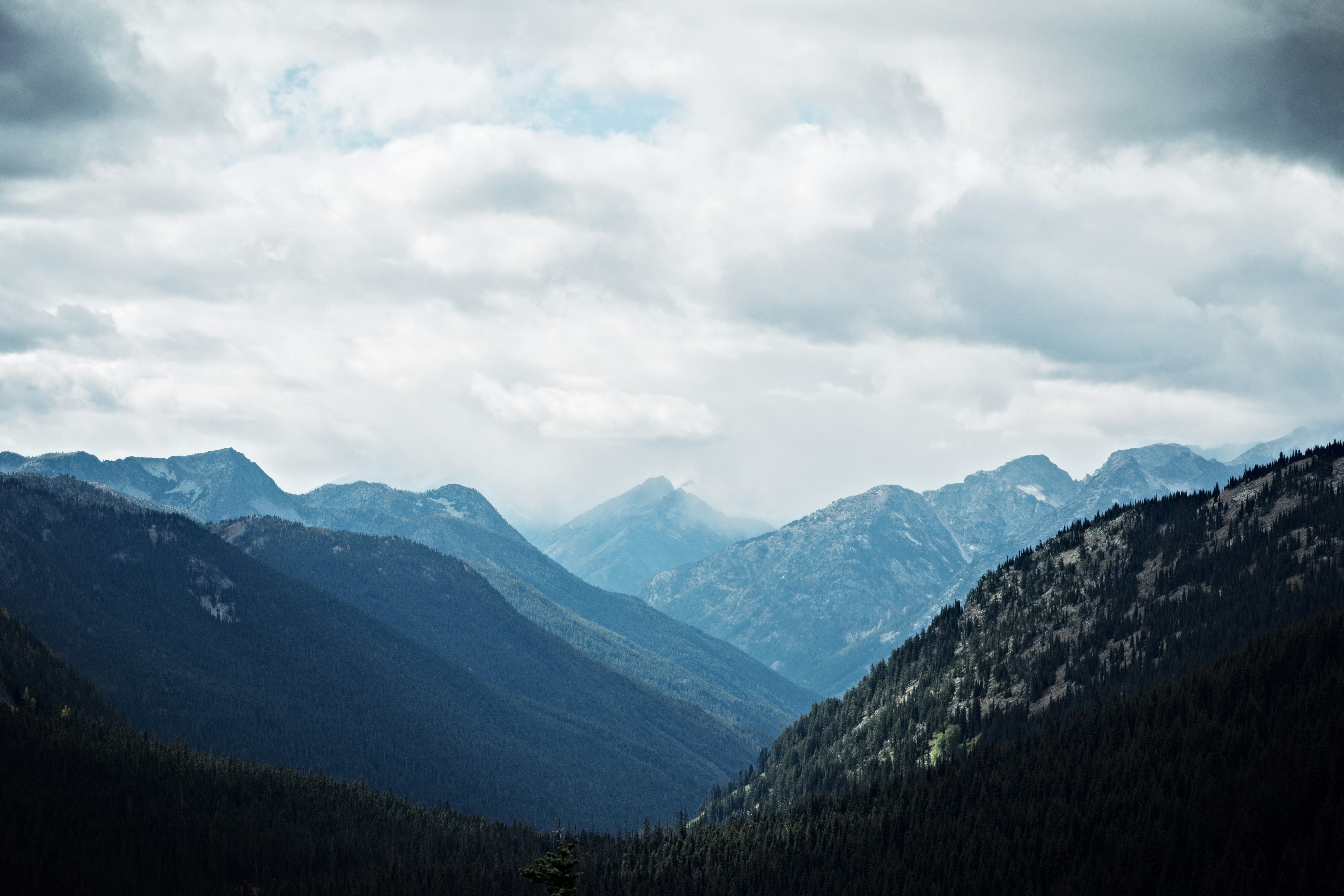Cloudy Mountain Valley Landscape