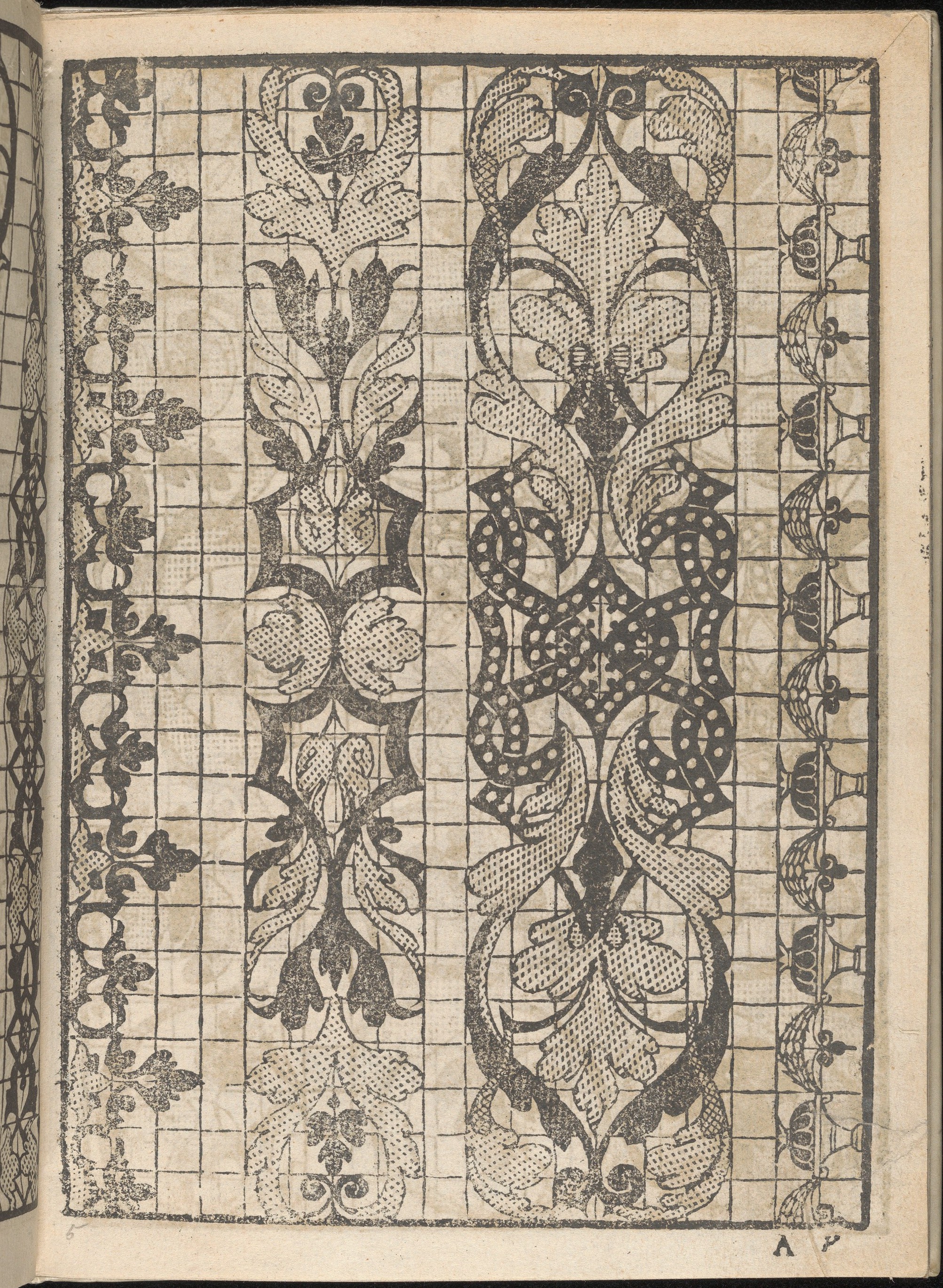 Vintage Floral Grid Pattern Print