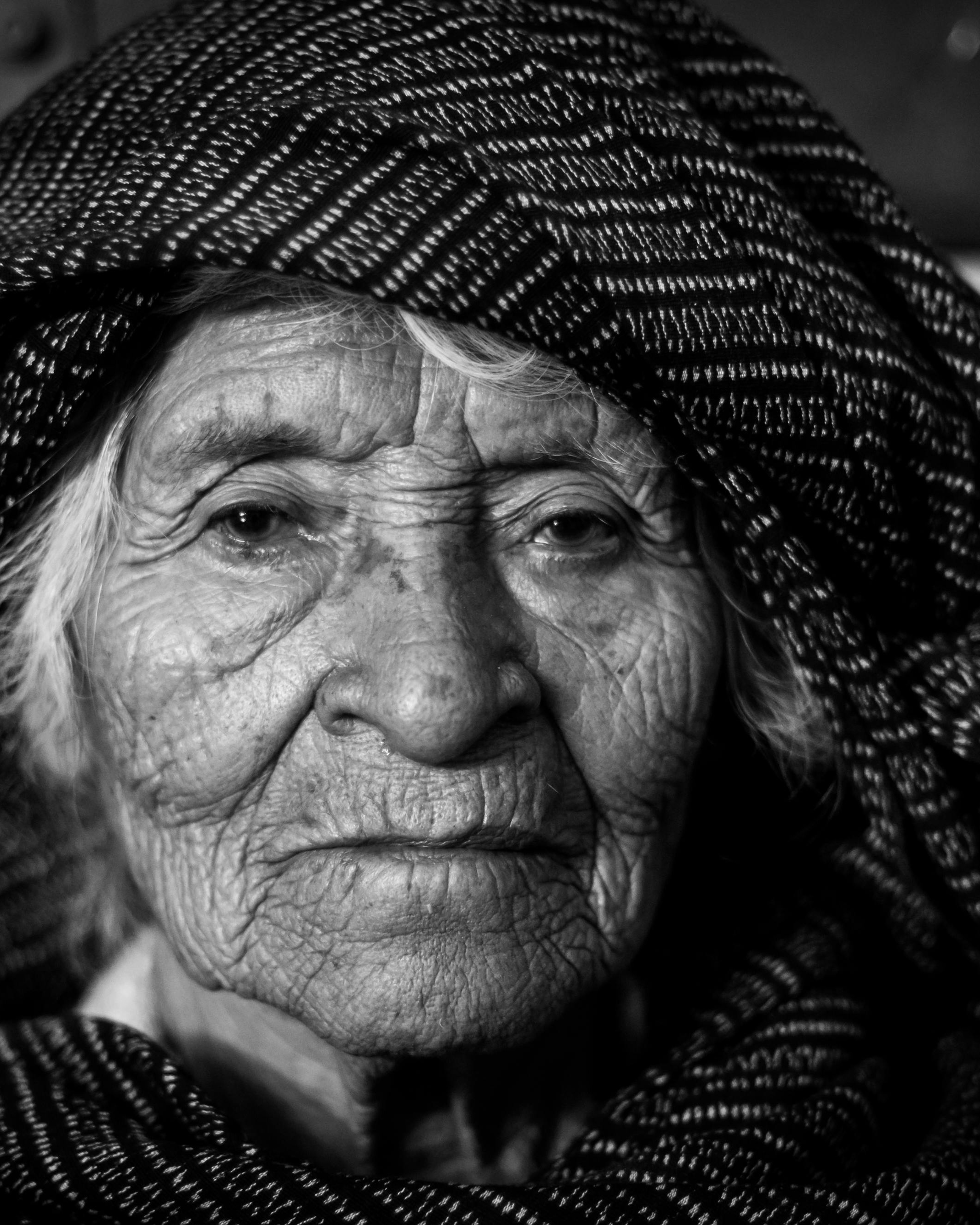 Portrait of Elderly Woman with Headscarf