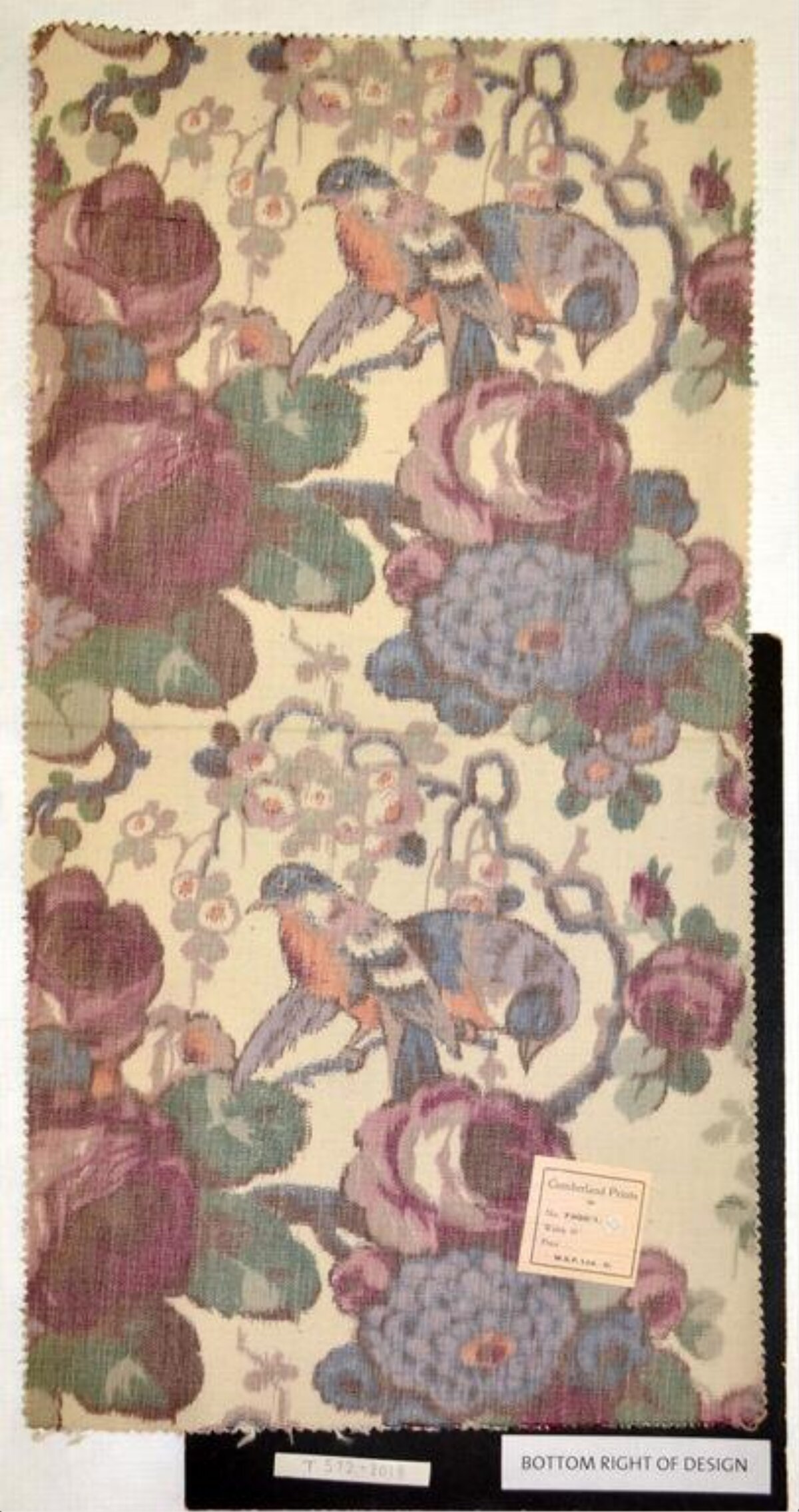 Vintage Floral Bird Printed Fabric Sample
