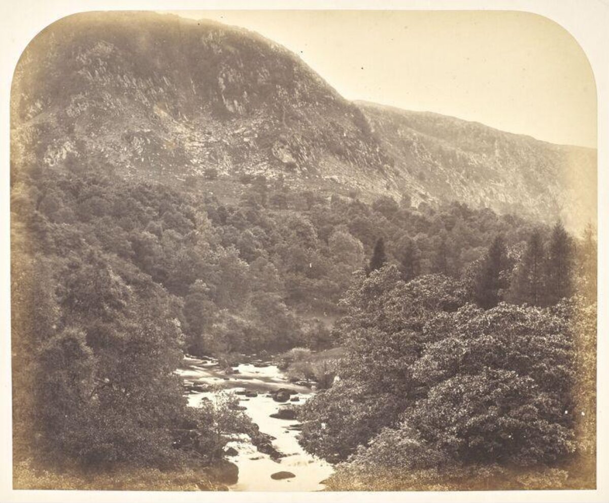 Sepia Tone Mountain River Landscape