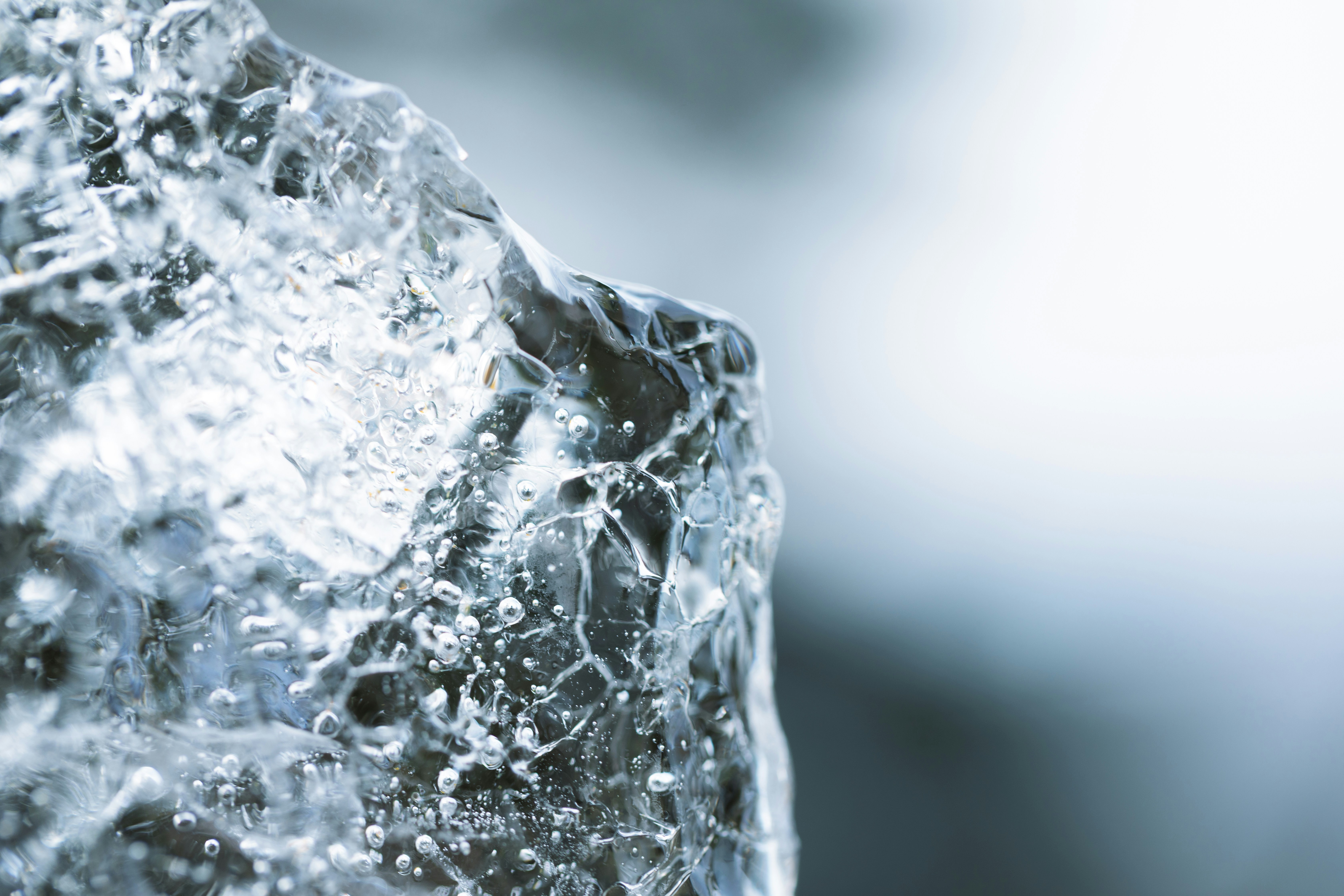 Close-up of Ice with Trapped Bubbles