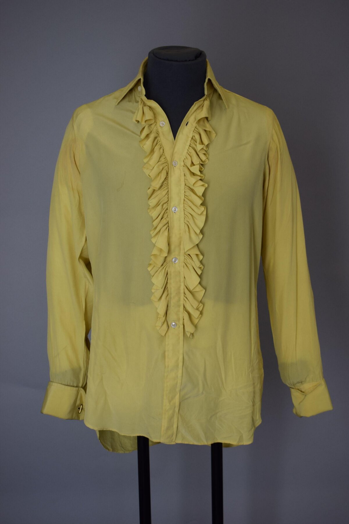 Yellow Ruffled Button-Down Shirt