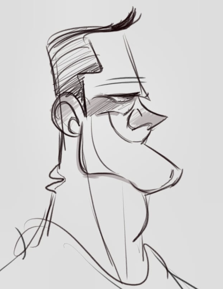 Side Profile Sketch of a Stern Man