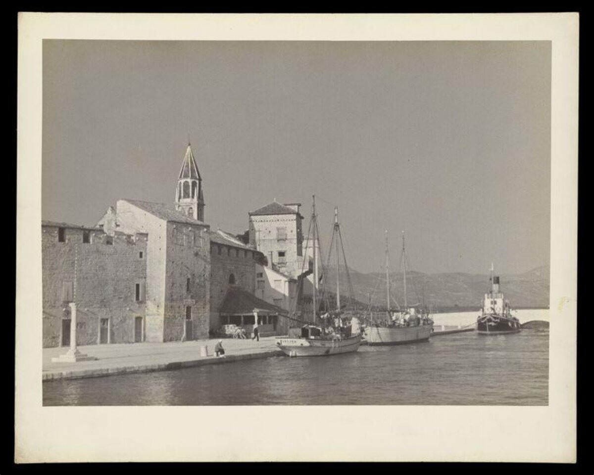 Vintage Coastal Town Harbor View