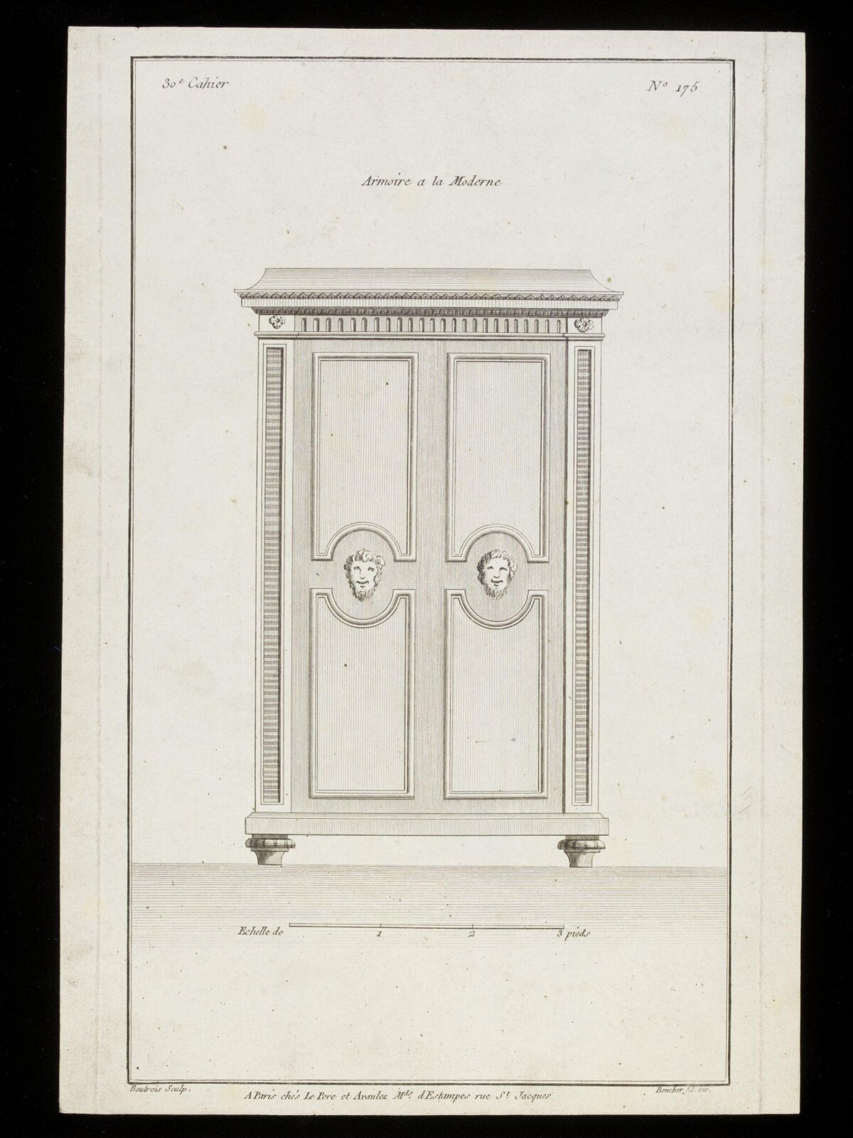 French Armoire Design Engraving