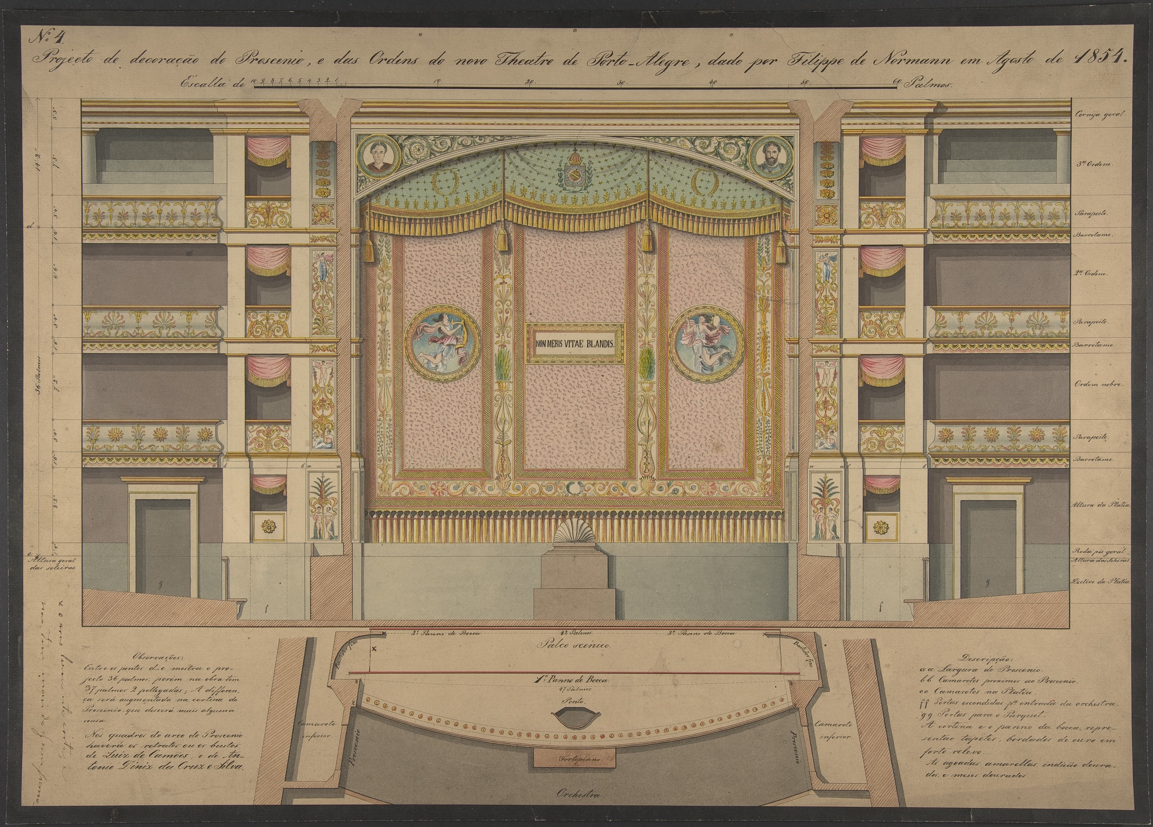 1834 Theater Proscenium Design Drawing