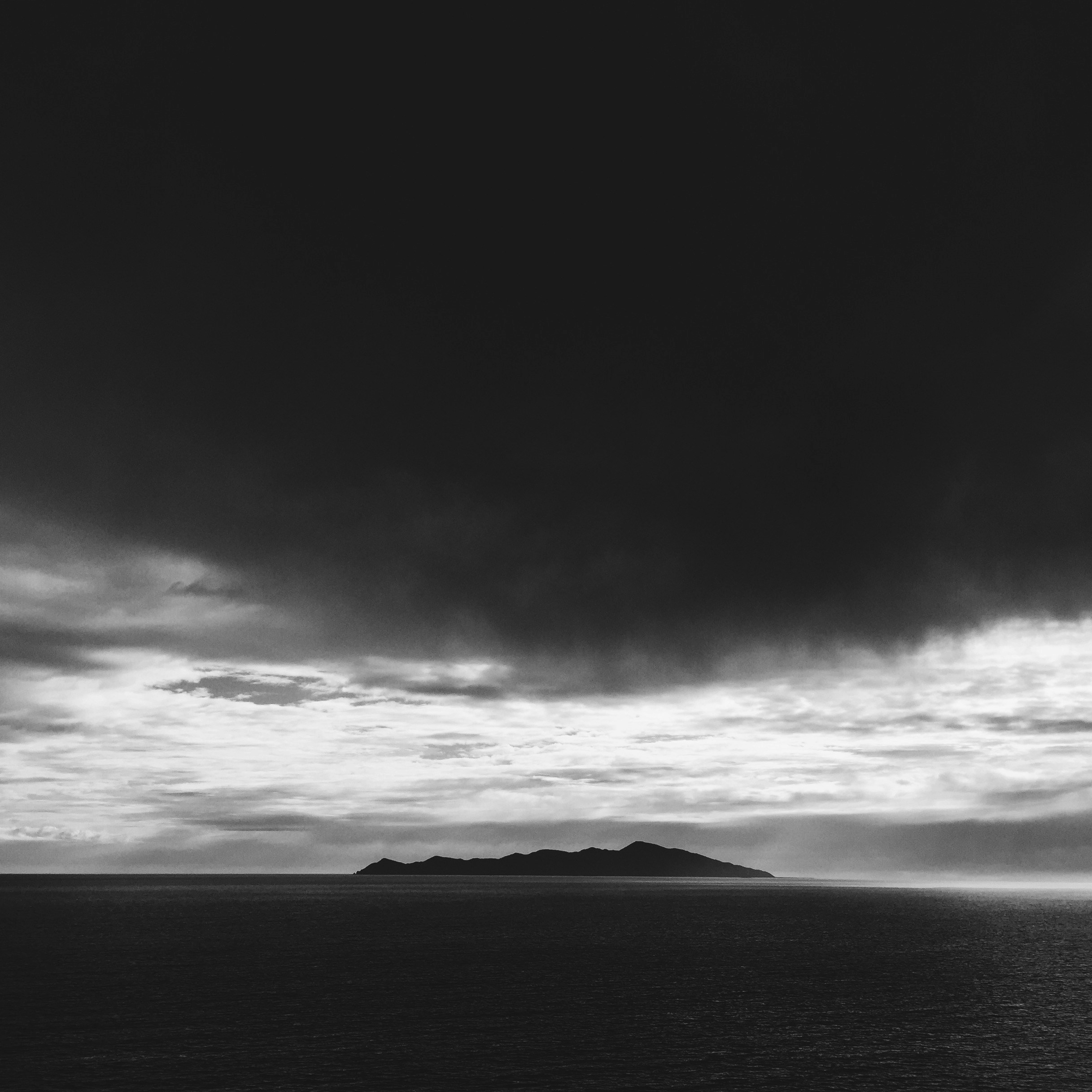Black and White Distant Island Sea View