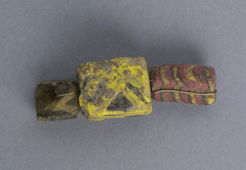 Three Ancient Patterned Glass Beads