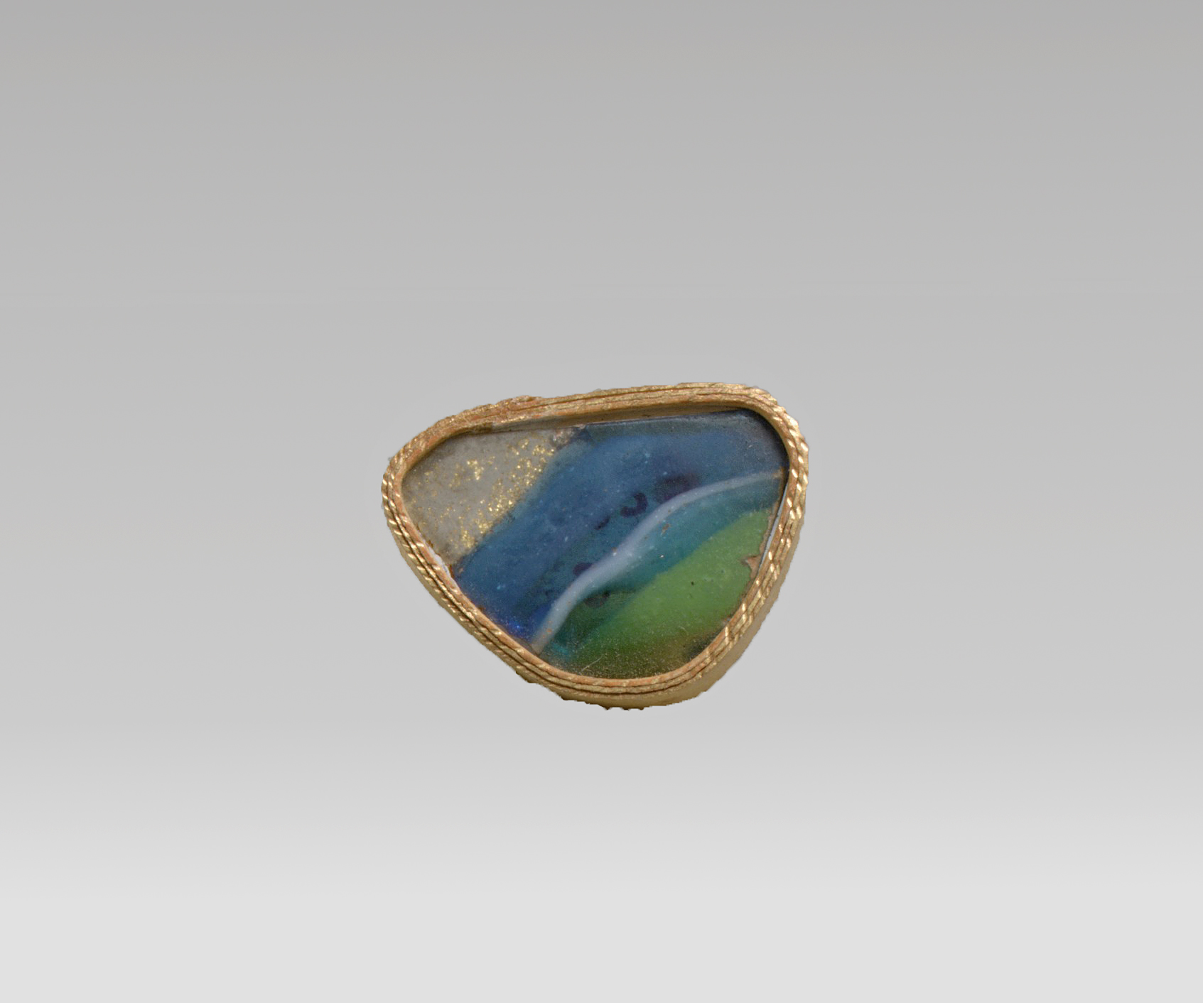 Triangular Gold-Set Glass Inlay Ornament