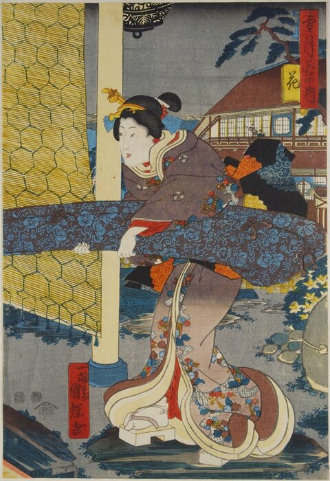 Japanese Ukiyo-e Woman in Kimono