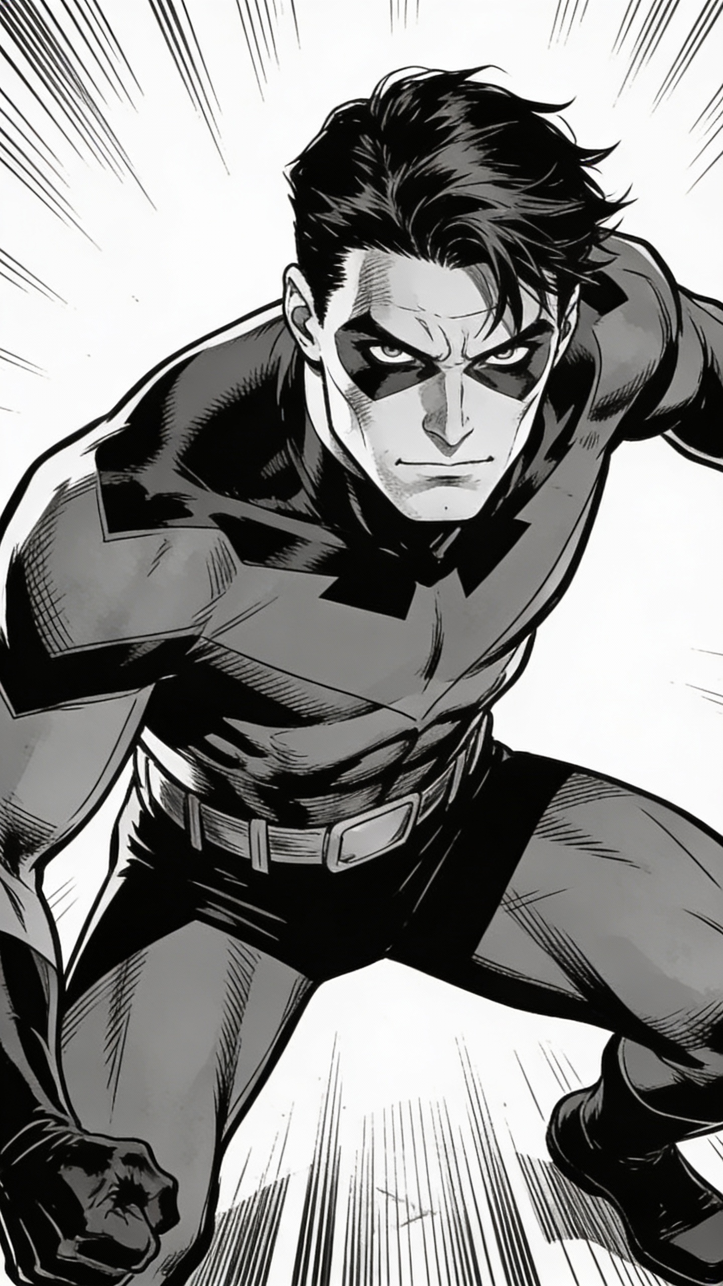 Black and White Nightwing Comic Art