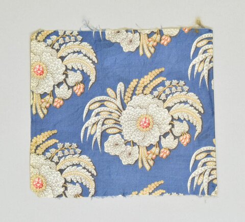 Vintage Blue Floral Printed Fabric Sample