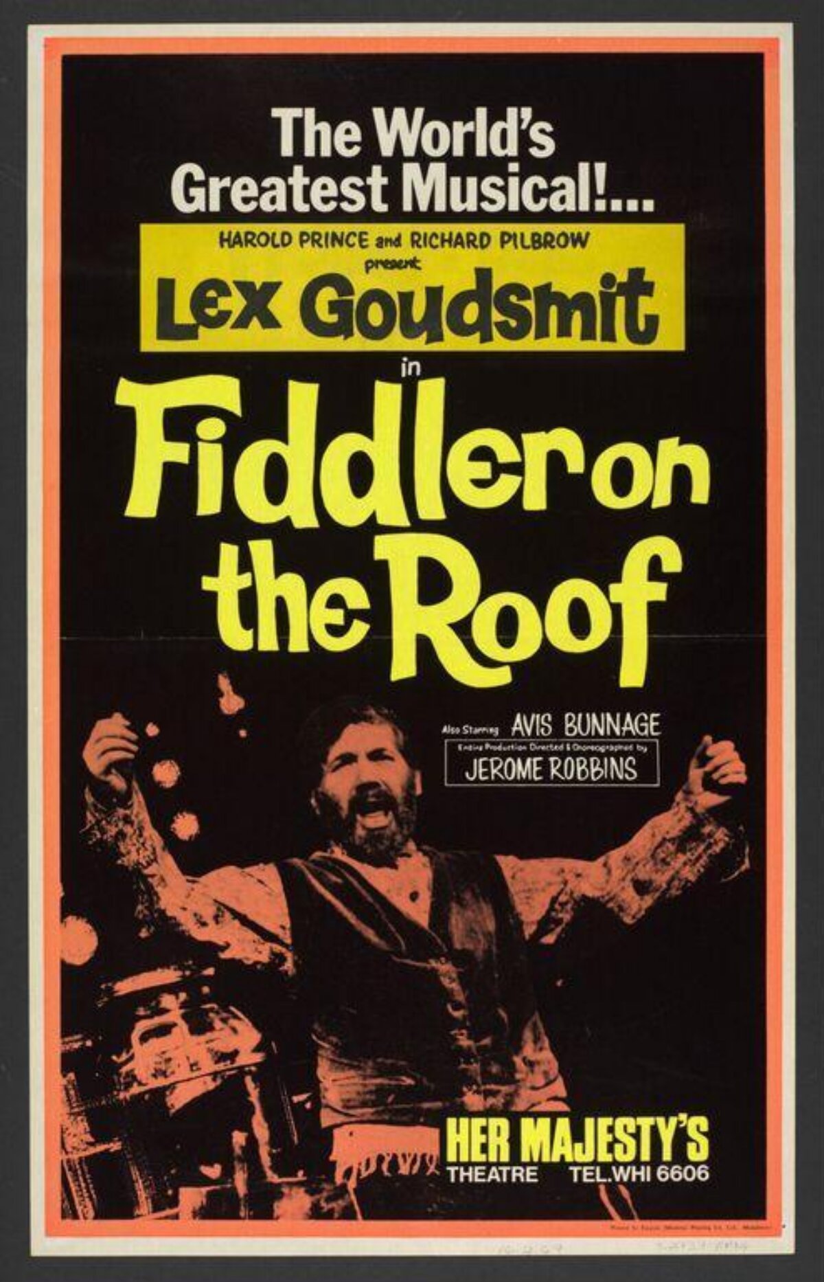 Vintage Fiddler on the Roof Musical Poster