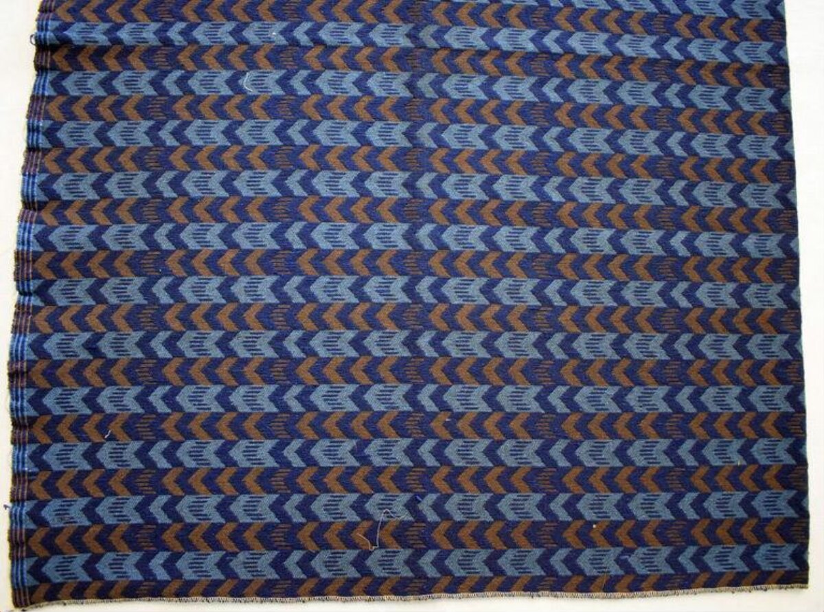 Blue Brown Chevron Pattern Fabric