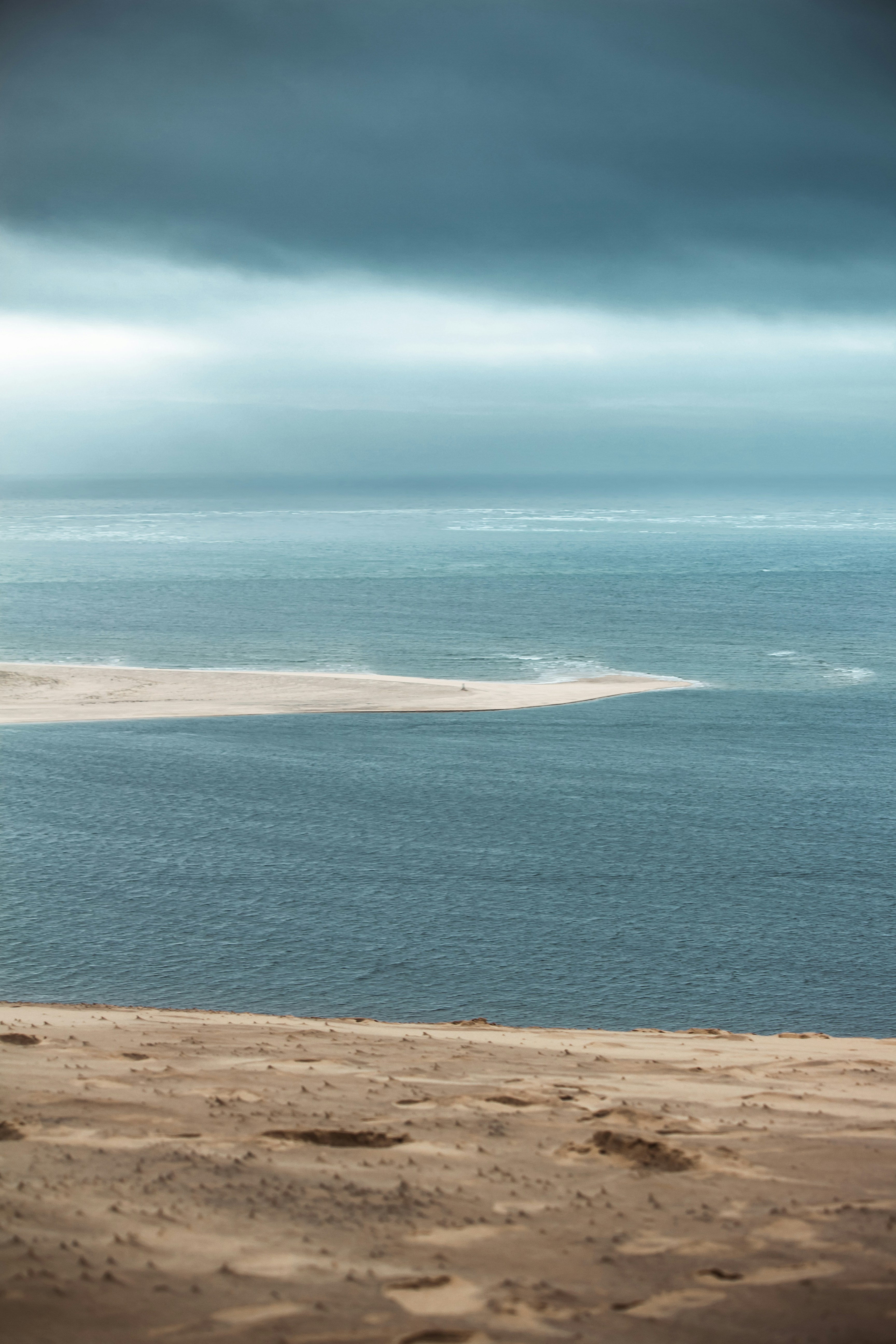 Overcast Coastal Sand Spit View