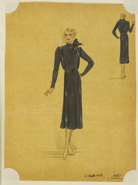 1921 Black Dress Fashion Sketch